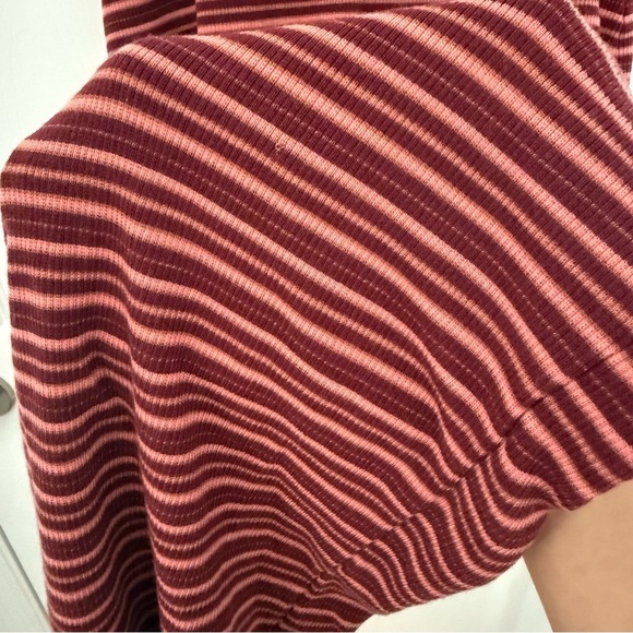 Marine Layer Medium Lexi Rib Daytime Midi Dress in Ruby Wine Multi Stripe - Picture 7 of 11